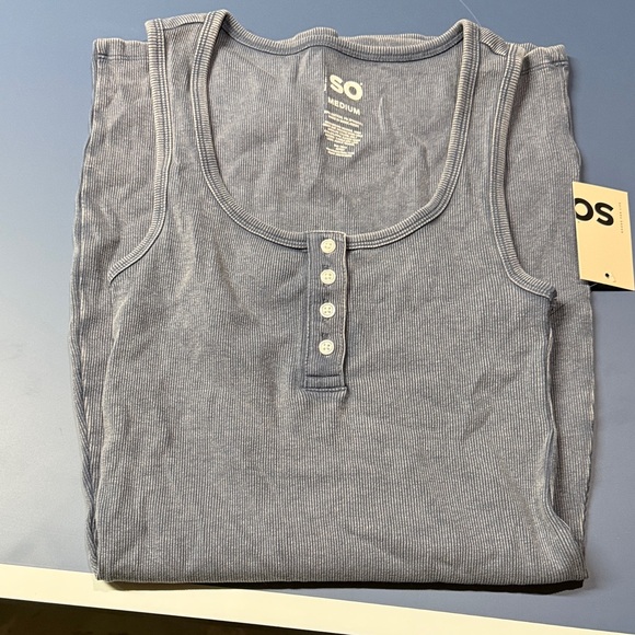 SO Light Blue Henley Tank Top - Picture 2 of 3